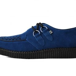 F9812 Women Navy Suede Viva Low D-Ring Interlace Creeper