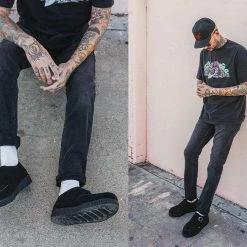 F9823 Black Suede Monk Buckle Viva II Creeper