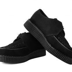 F9823 Black Suede Monk Buckle Viva II Creeper