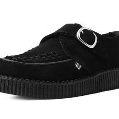 F9823 Black Suede Monk Buckle Viva II Creeper