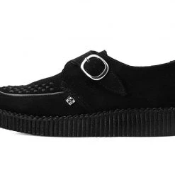 F9823 Black Suede Monk Buckle Viva II Creeper