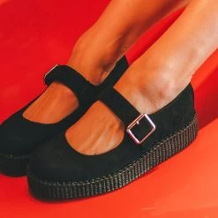 F9829L Women Black Faux Suede Viva II Mary Jane