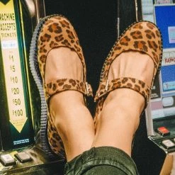 F9830L Brown Leopard Faux Suede Viva II Mary Jane