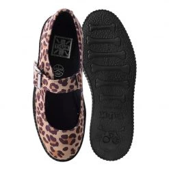 F9830L Brown Leopard Faux Suede Viva II Mary Jane