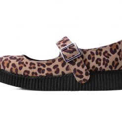 F9830L Brown Leopard Faux Suede Viva II Mary Jane
