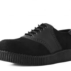 F9837 Black Faux Suede & TUKskin™ Saddle Oxford