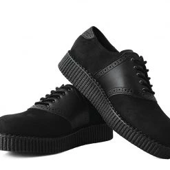 F9837 Black Faux Suede & TUKskin™ Saddle Oxford