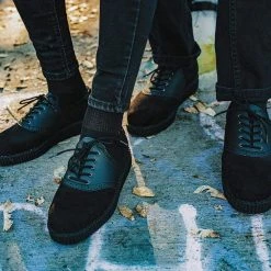 F9837 Black Faux Suede & TUKskin™ Saddle Oxford