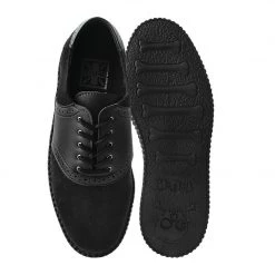 F9837 Black Faux Suede & TUKskin™ Saddle Oxford