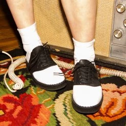 F9838 Black & White TUKskin™ Saddle Oxford