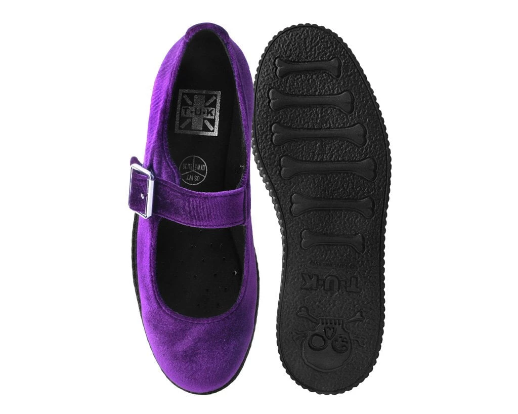 F9868L Women Purple Velvet Viva II Mary Jane