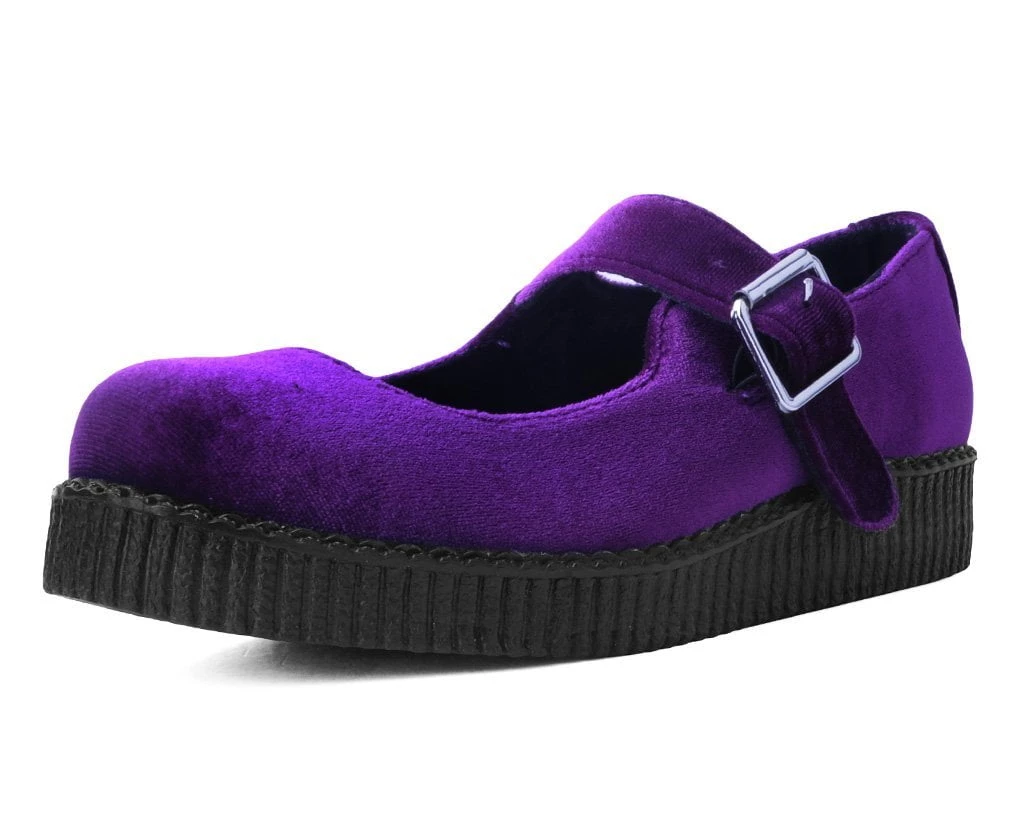 F9868L Women Purple Velvet Viva II Mary Jane