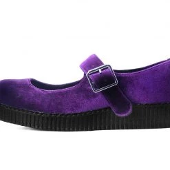 F9868L Women Purple Velvet Viva II Mary Jane