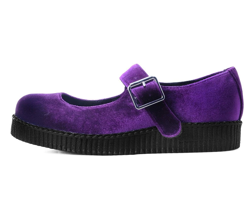 F9868L Women Purple Velvet Viva II Mary Jane