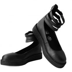 F9909L Black TUKskin™ 3-Strap Mary Jane Women