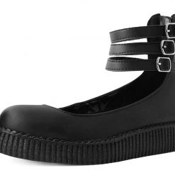 F9909L Black TUKskin™ 3-Strap Mary Jane Women