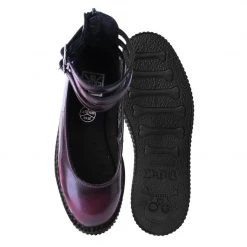 F9910L Women Burgundy Rub-Off 3-Strap Mary Jane