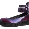 F9910L Women Burgundy Rub-Off 3-Strap Mary Jane