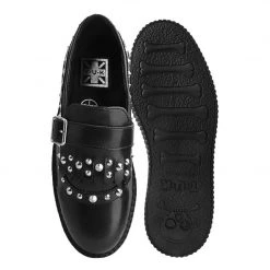 F9929 Women Black Studded Loafer