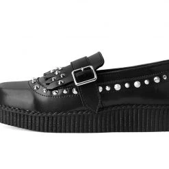 F9929 Women Black Studded Loafer