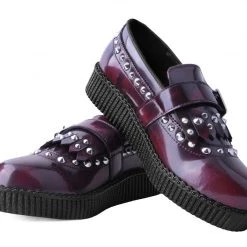 F9930 Burgundy Rub Off Studded Loafer Women