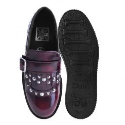 F9930 Burgundy Rub Off Studded Loafer Women