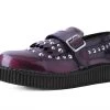 F9930 Burgundy Rub Off Studded Loafer Women