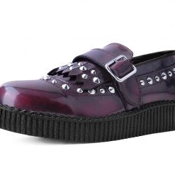 F9930 Burgundy Rub Off Studded Loafer Women