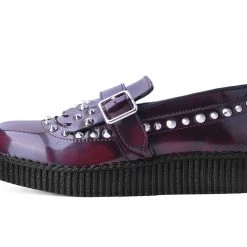 F9930 Burgundy Rub Off Studded Loafer Women