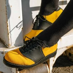 F9940 Black TUKskin™ & Mustard Suede Saddle Oxford Women