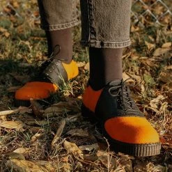 F9941 Black TUKskin™ & Orange Suede Saddle Oxford Women