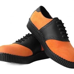 F9941 Black TUKskin™ & Orange Suede Saddle Oxford Women