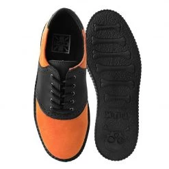 F9941 Black TUKskin™ & Orange Suede Saddle Oxford Women