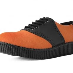 F9941 Black TUKskin™ & Orange Suede Saddle Oxford Women