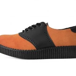 F9941 Black TUKskin™ & Orange Suede Saddle Oxford Women