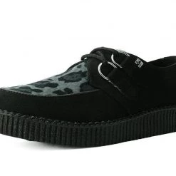 F9975 Women Black & Grey Leopard D-Ring Creeper