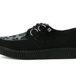 F9975 Women Black & Grey Leopard D-Ring Creeper