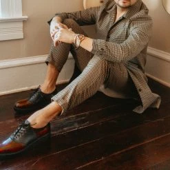 F9978 Black & Burgundy Rub-Off TUKskin™ Saddle Oxford