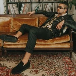 F9982 Black Suede Penny Loafer