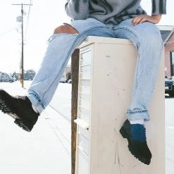 H1001 Black Suede Interlace T.U.K. RED Creeper