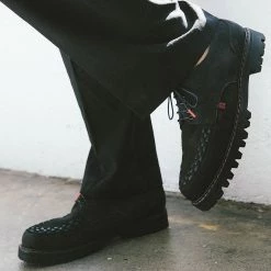H1001 Black Suede Interlace T.U.K. RED Creeper