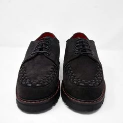 H1001 Black Suede Interlace T.U.K. RED Creeper