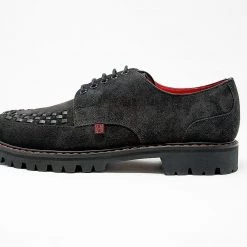 H1001 Black Suede Interlace T.U.K. RED Creeper