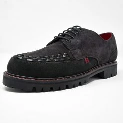 H1001 Black Suede Interlace T.U.K. RED Creeper
