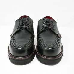 H1002 Black Leather Interlace T.U.K. RED Creeper Men