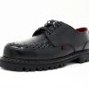 H1002 Black Leather Interlace T.U.K. RED Creeper Men
