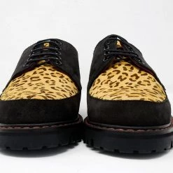 H1003 Black Suede Leopard T.U.K. RED Creeper
