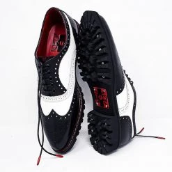 H2002 Black & White Leather Pointed T.U.K. RED Wingtip
