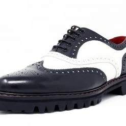 H2002 Black & White Leather Pointed T.U.K. RED Wingtip