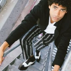 H2002 Black & White Leather Pointed T.U.K. RED Wingtip